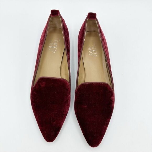 Franco Sarto Burgundy Velvet Flats w/Metallic Heel Holiday Festive 8 - Picture 14 of 14